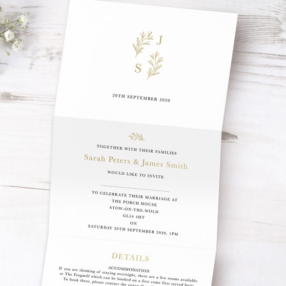'Florence' Folded Foil Invite