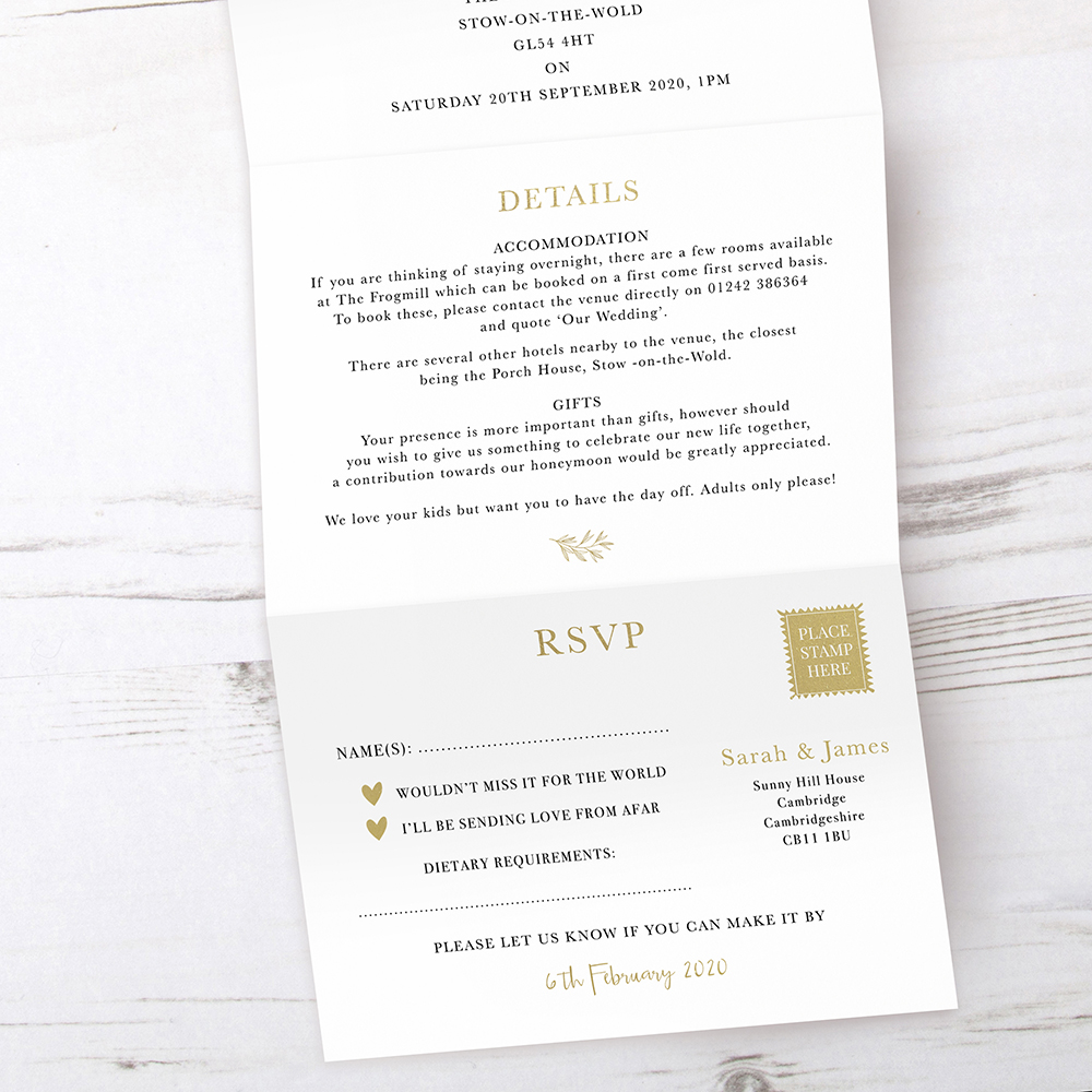 'Florence' Folded Foil Invite Sample