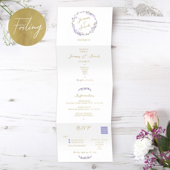 'Lavender Floral' Folded Foil Invite