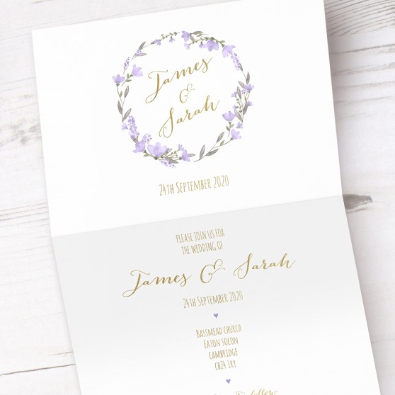'Lavender Floral' Folded Foil Invite