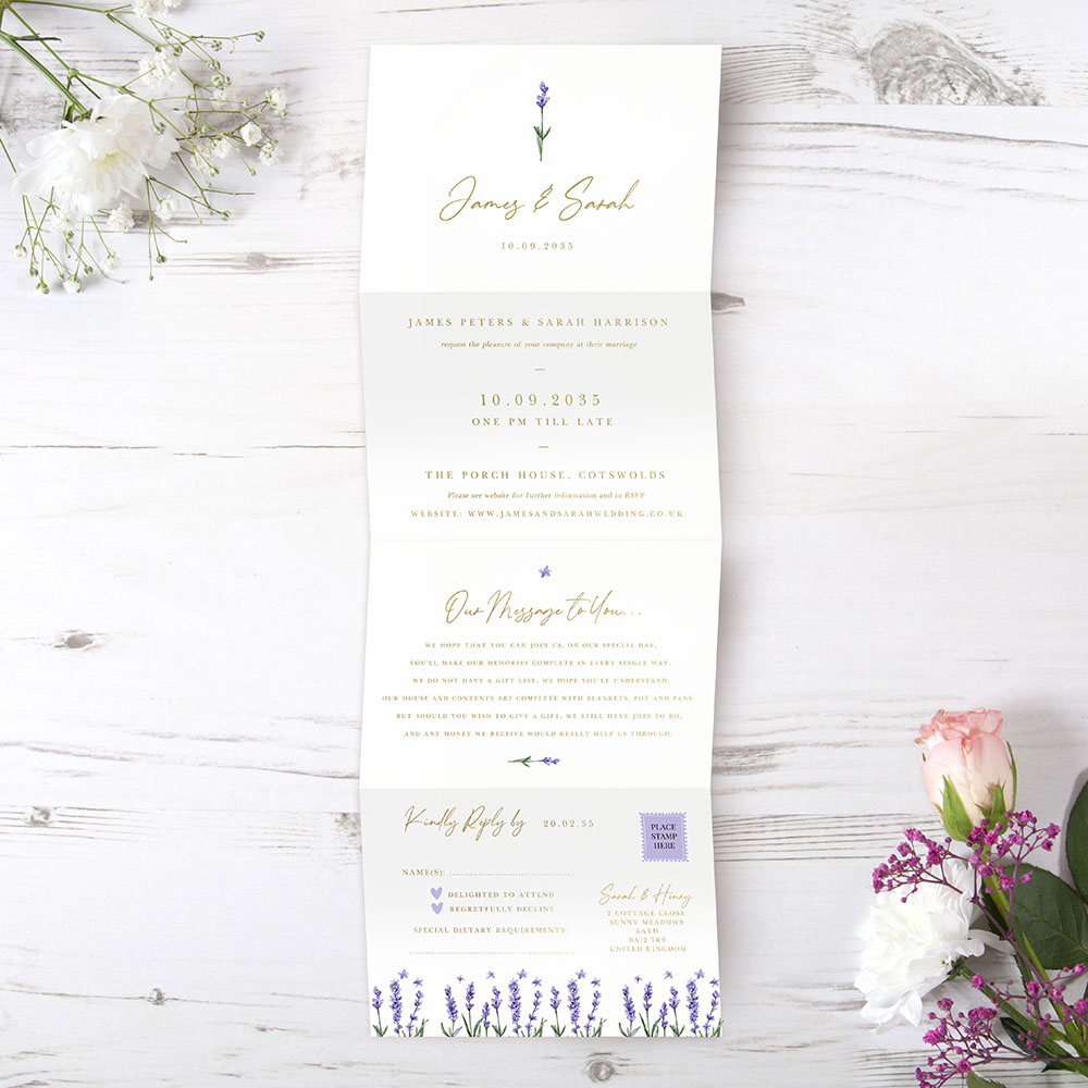 **TEST** 'Lavender' Folded Foil Invitation