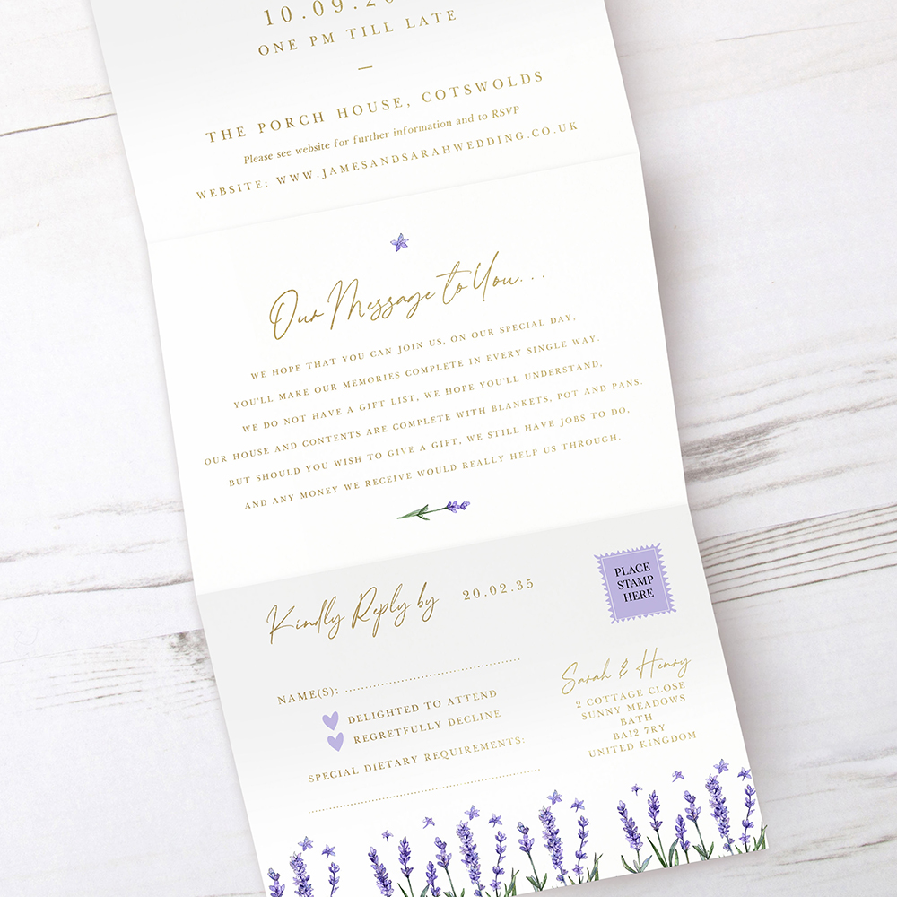 **TEST** 'Lavender' Folded Foil Invitation
