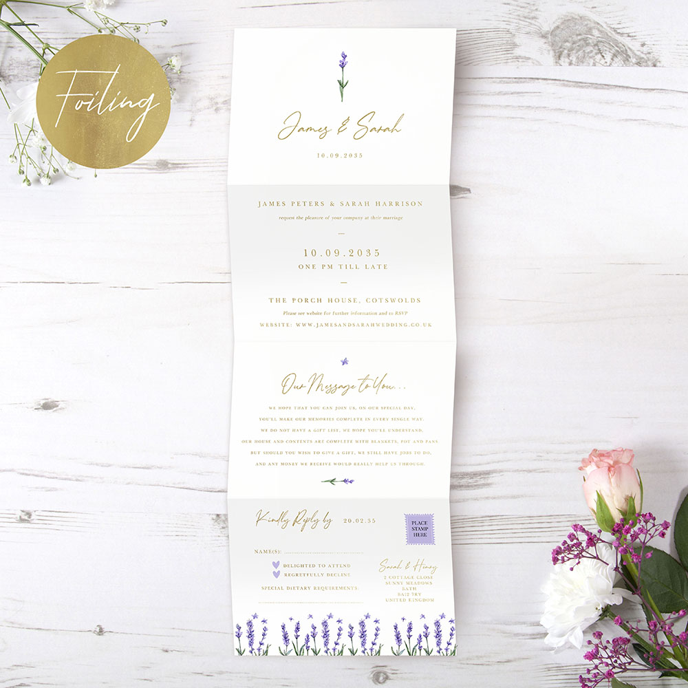 **TEST** 'Lavender' Folded Foil Invitation