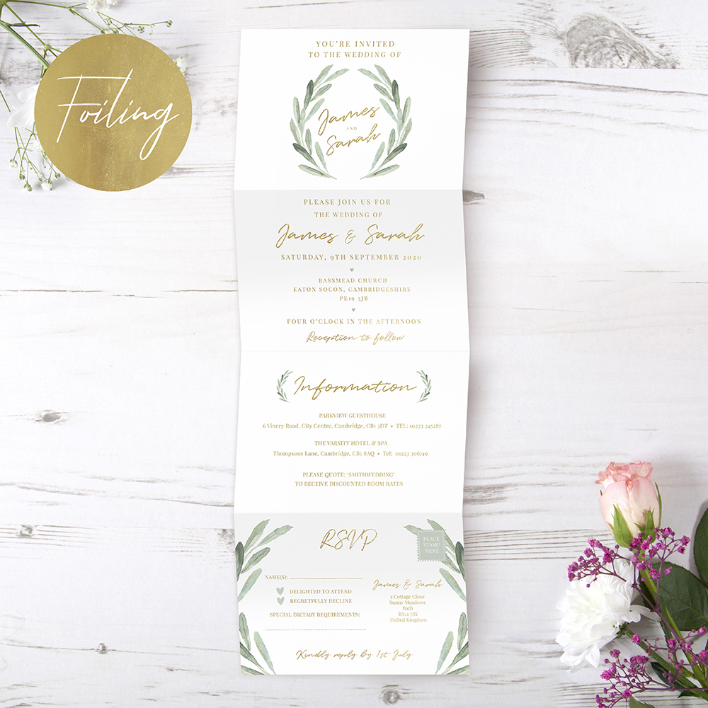 'Olive' Folded Foil Invite