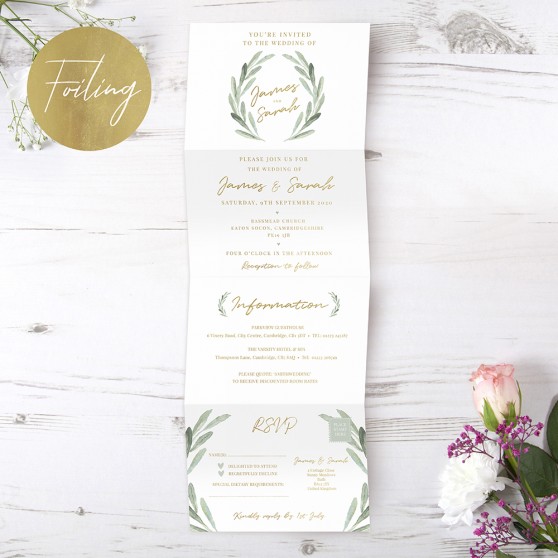 'Olive' Folded Foil Invite