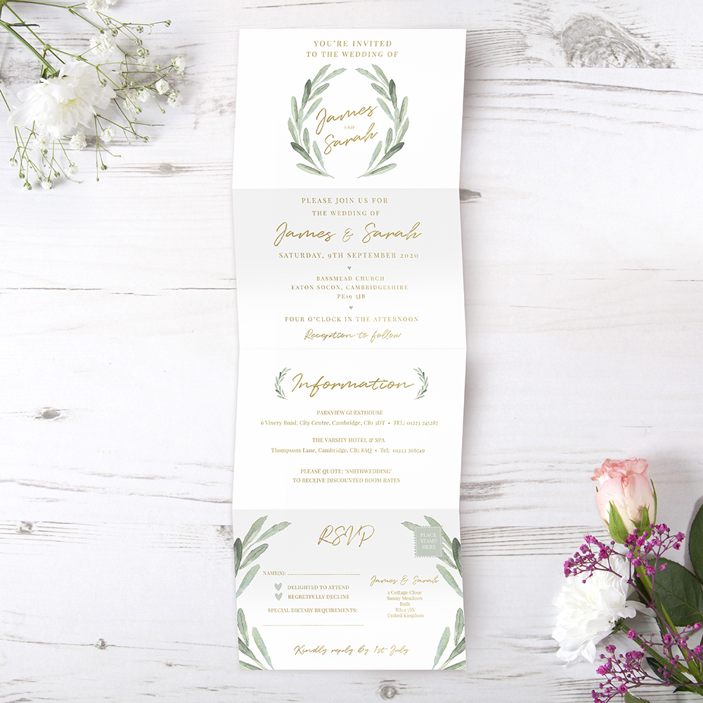 'Olive' Folded Foil Invite