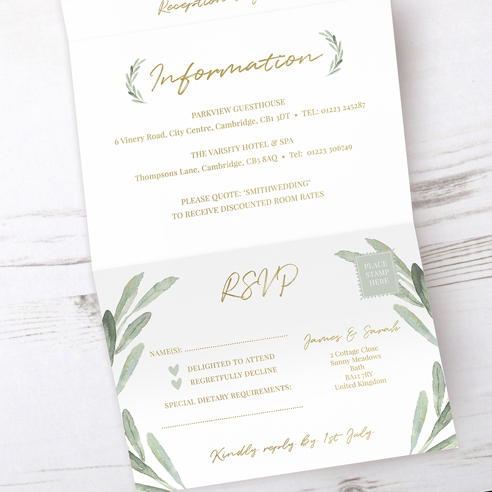 'Olive' Folded Foil Invite