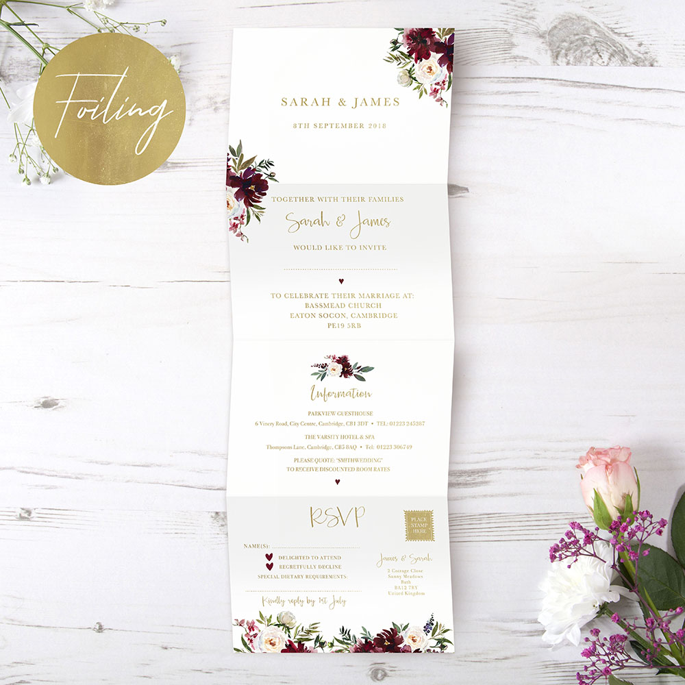 'Red Velvet' Folded Foil Invite