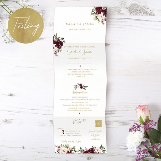 'Red Velvet' Folded Foil Invite