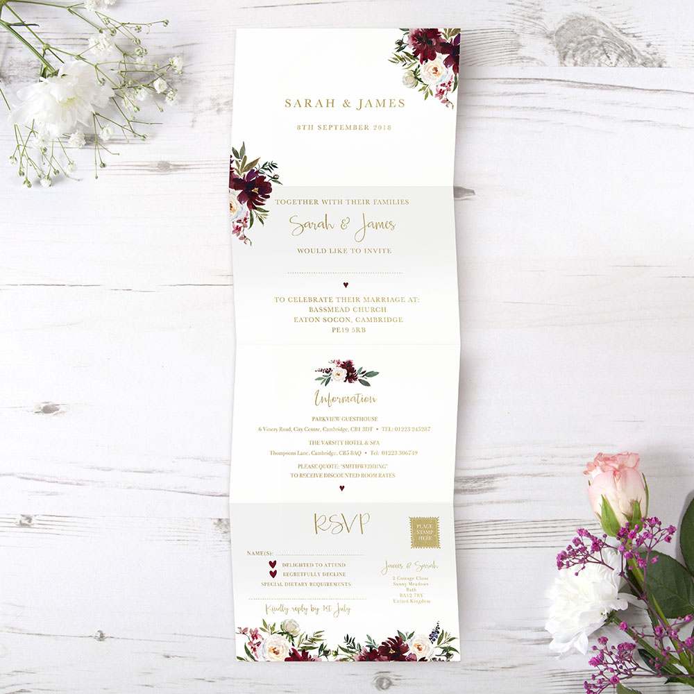 'Red Velvet' Folded Foil Invite