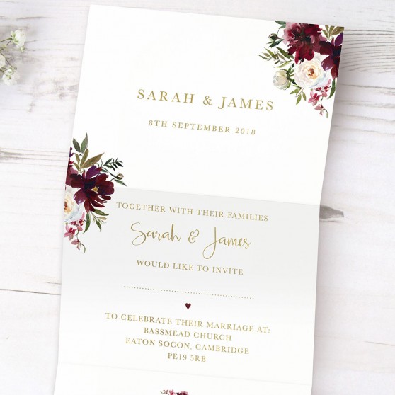 'Red Velvet' Folded Foil Invite