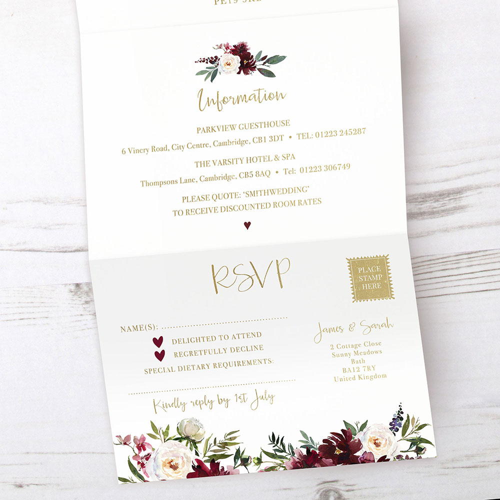 'Red Velvet' Folded Foil Invite