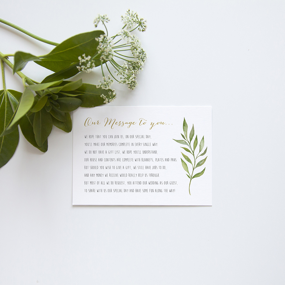 'Green Leaf' Square Foil Invitation