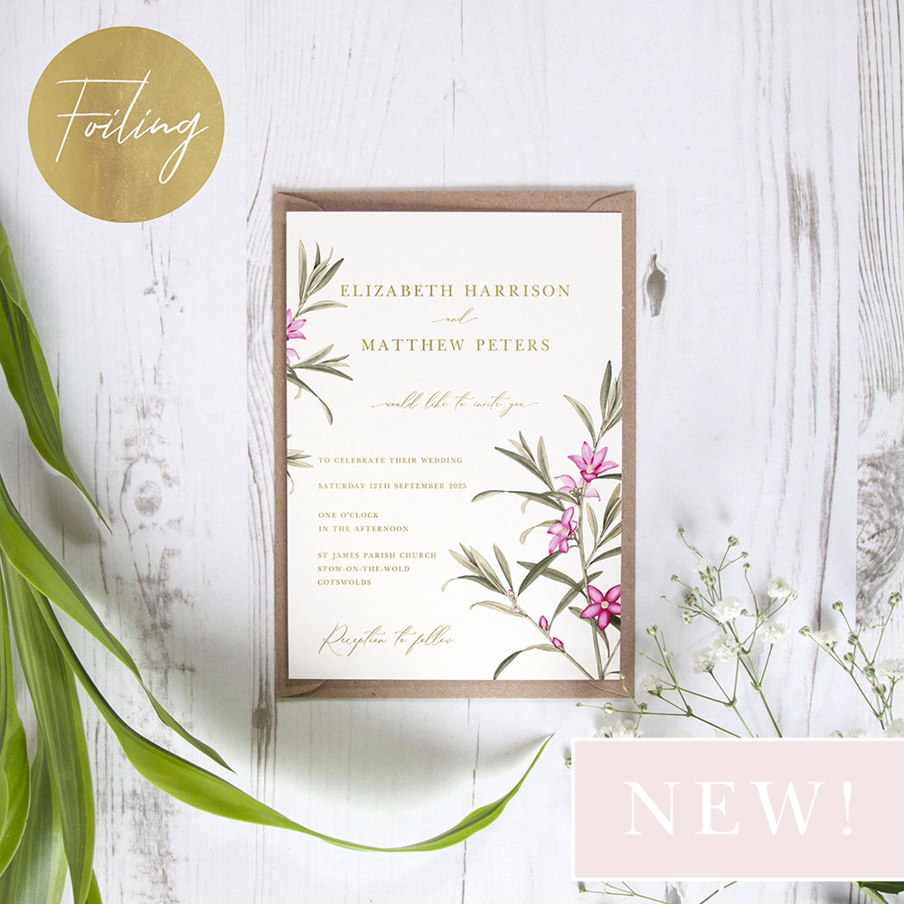'Pink Botanical' Standard Foil Invite