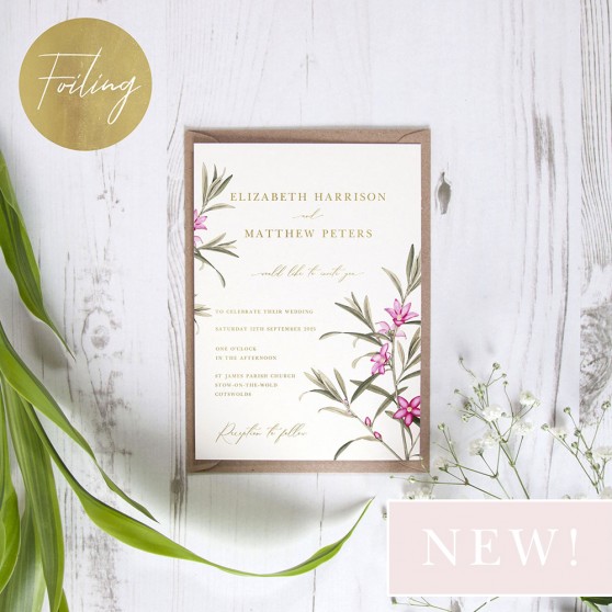 'Pink Botanical' Standard Foil Invite