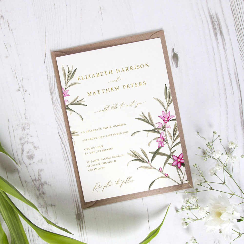 'Pink Botanical' Standard Foil Invite
