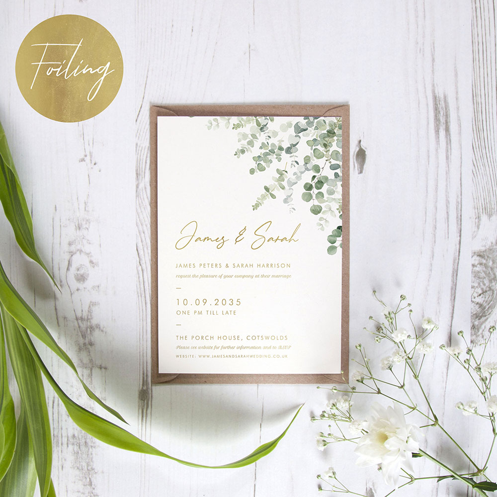 'Classic Eucalyptus' Standard Foil Invite