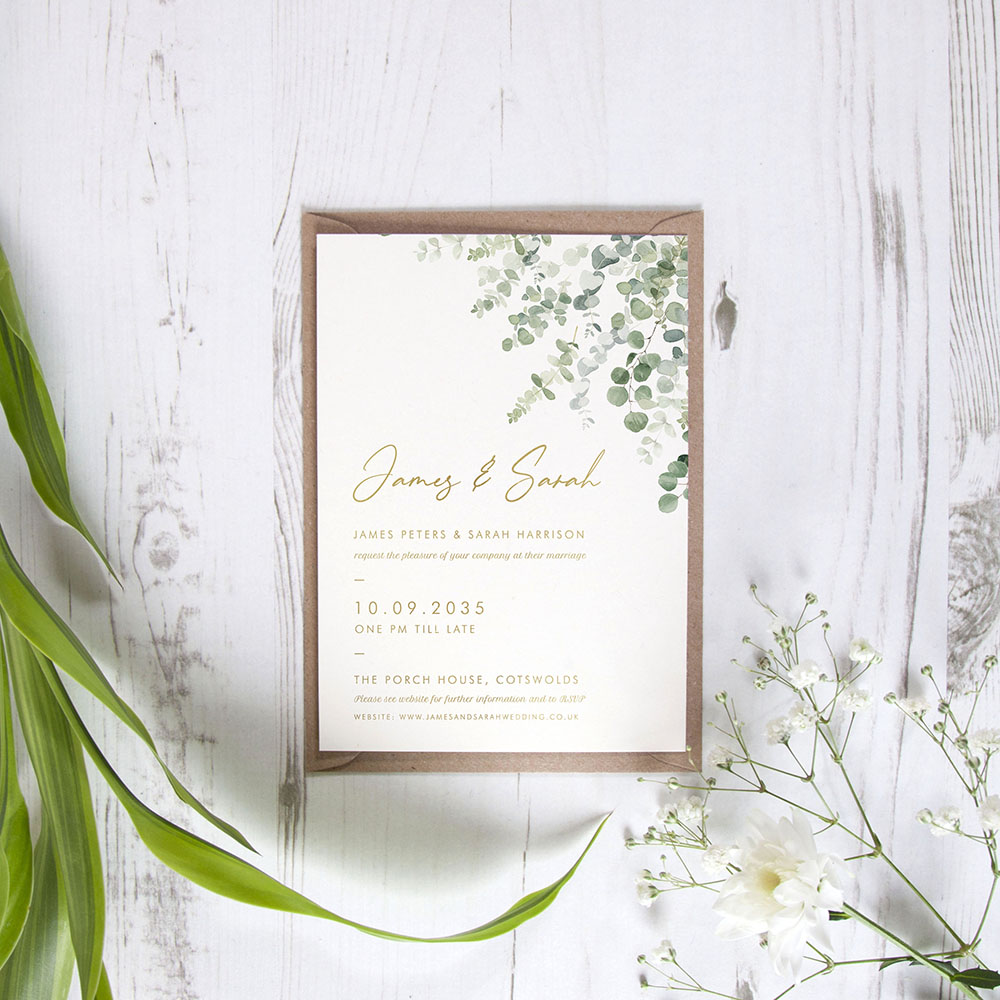 'Classic Eucalyptus' Standard Foil Invite