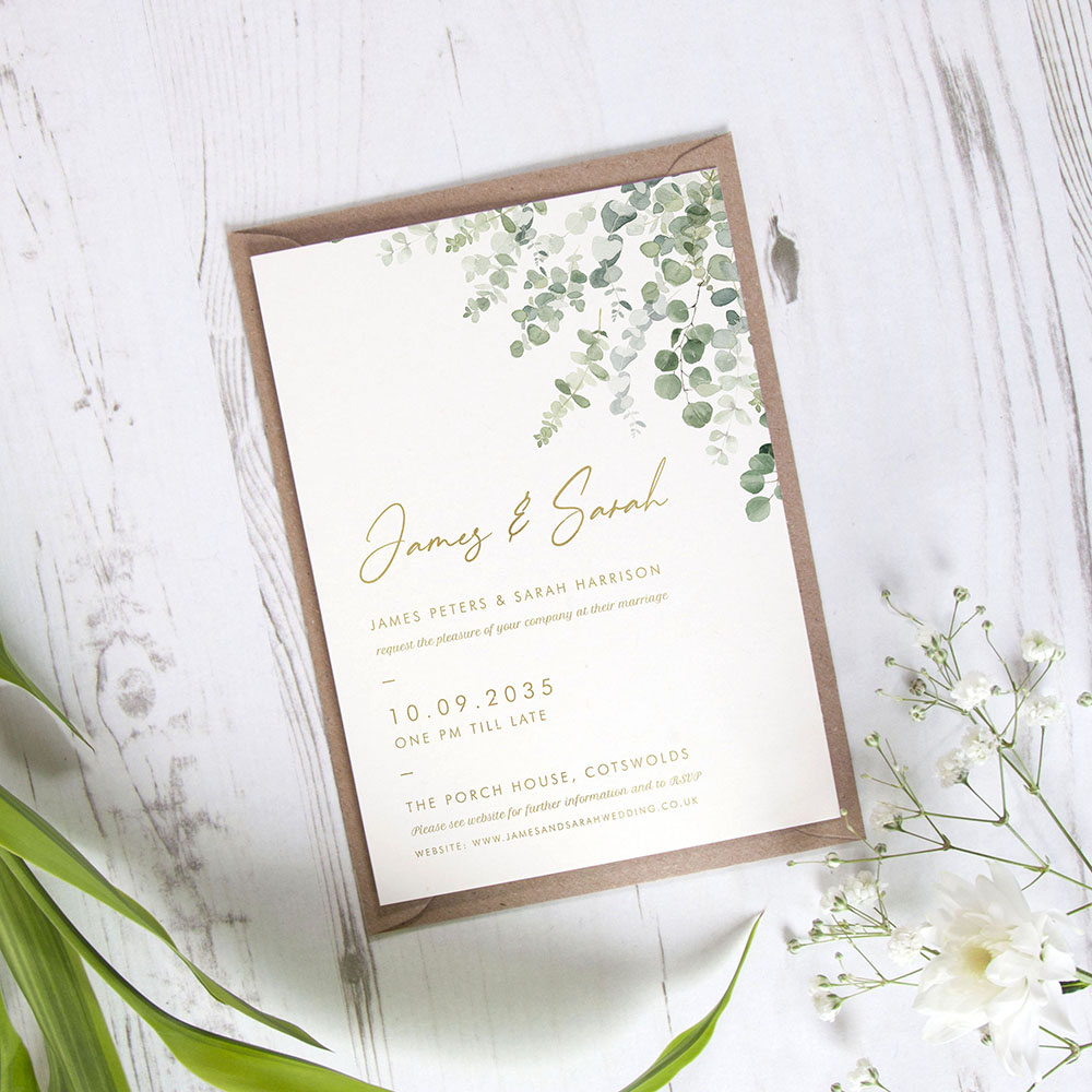 'Classic Eucalyptus' Standard Foil Invite