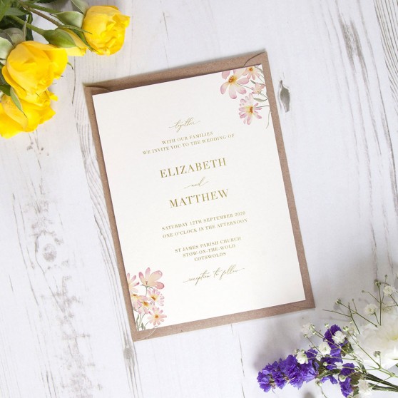 'Daisy Pink' Standard Foil Invite