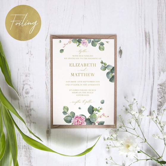 'Eucalyptus Blush' Standard Foil Invite