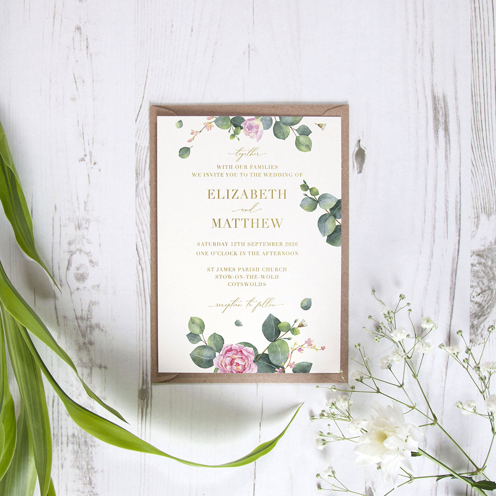 'Eucalyptus Blush' Standard Foil Invite