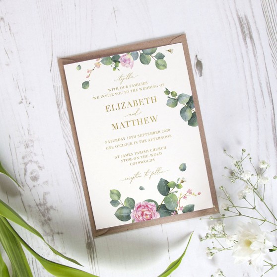 'Eucalyptus Blush' Standard Foil Invite