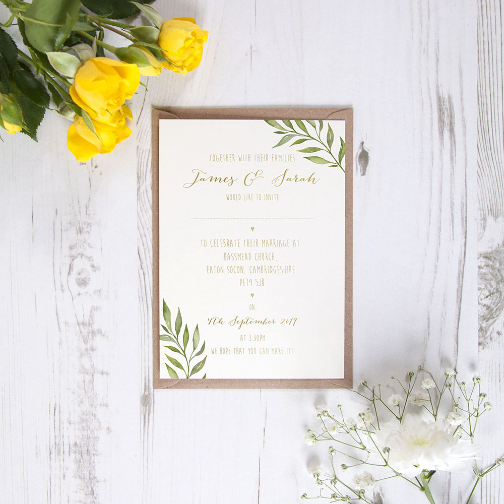 'Green Leaf' Standard Foil Invite
