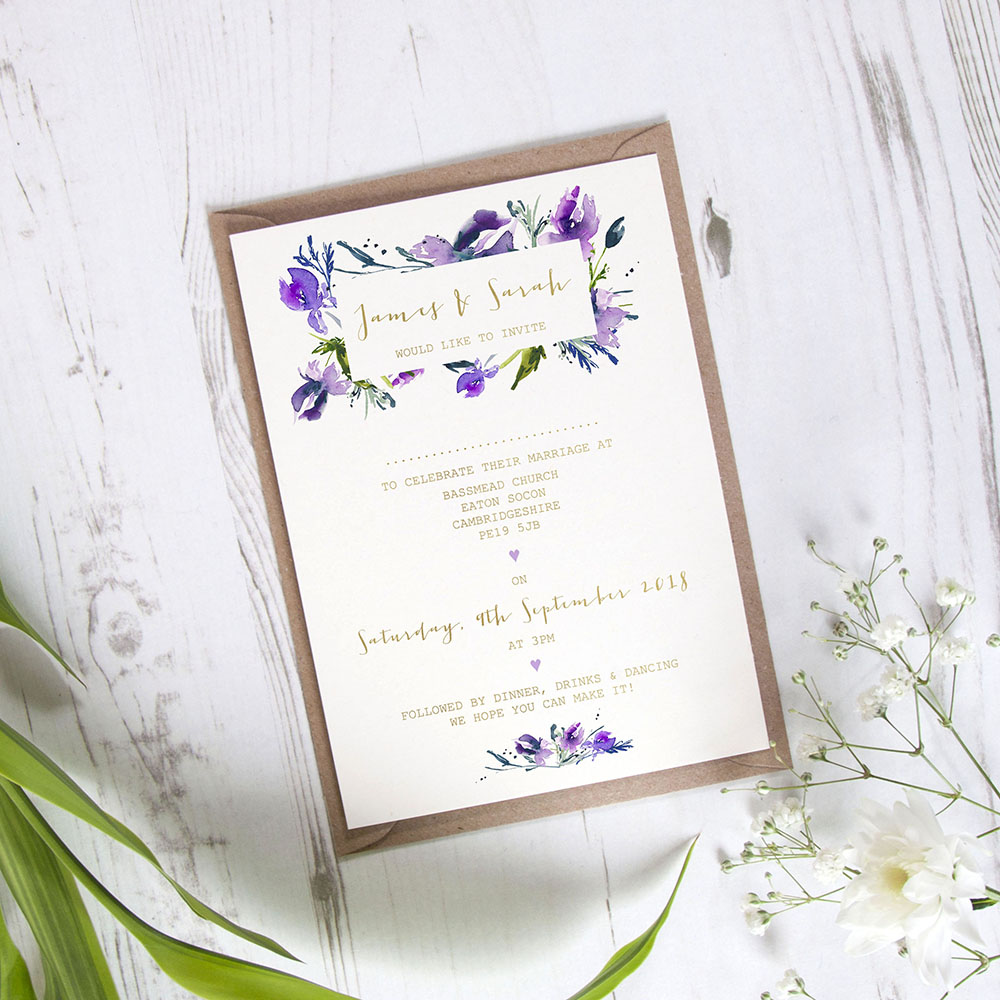 'Midnight Iris' Standard Foil Invite