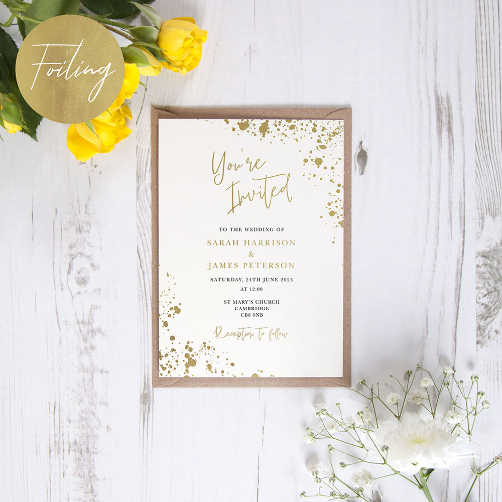 'Speckled' Standard Foil Wedding Invitation