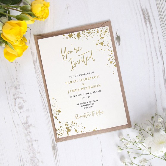 'Speckled' Standard Foil Wedding Invitation