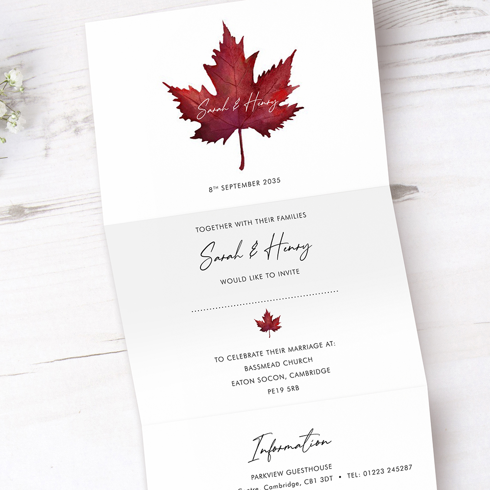 'Autumn Harvest' Folded Wedding Invitation Sample