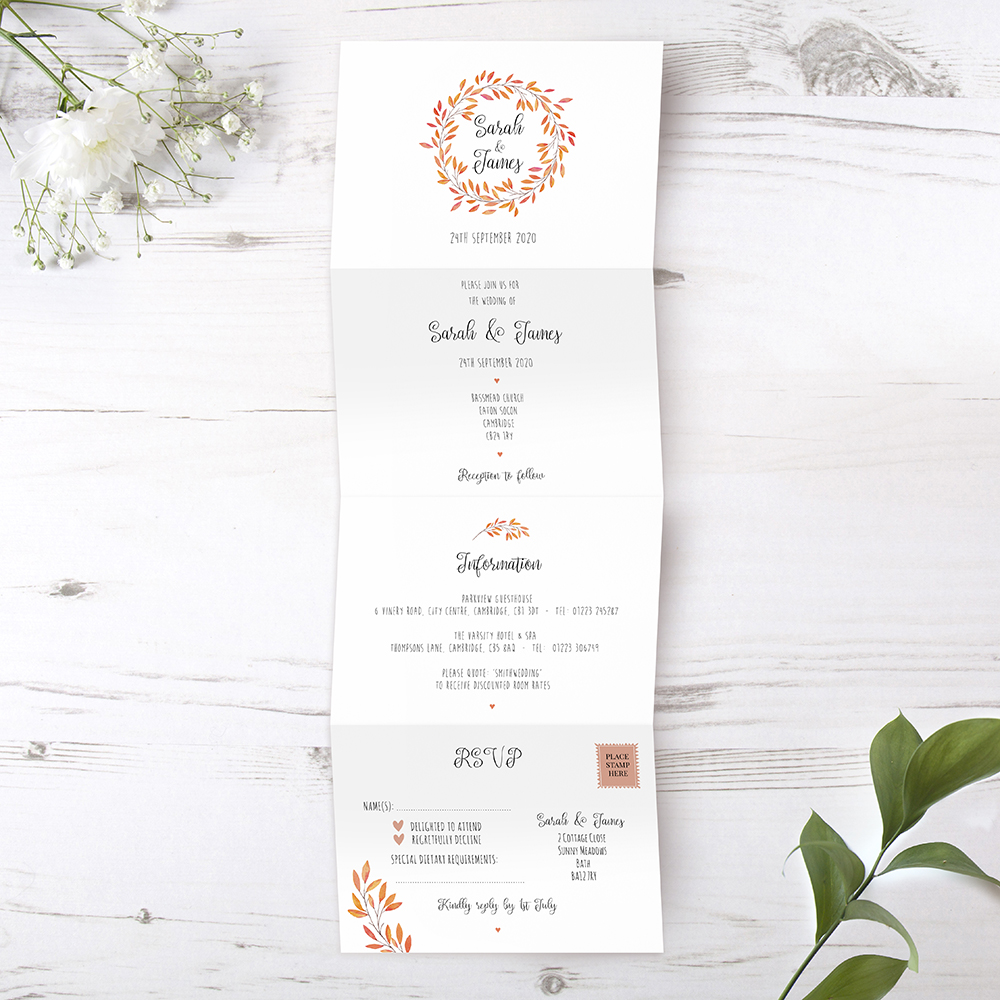 'Autumn Orange' Folded Invite