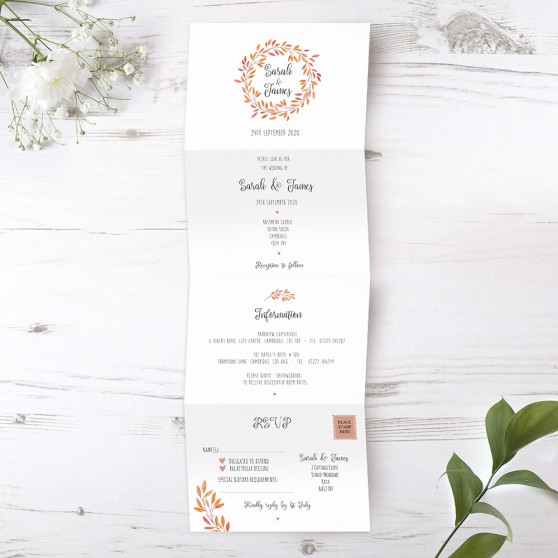 'Autumn Orange' Folded Invite Sample