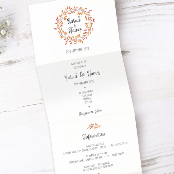 'Autumn Orange' Folded Invite Sample