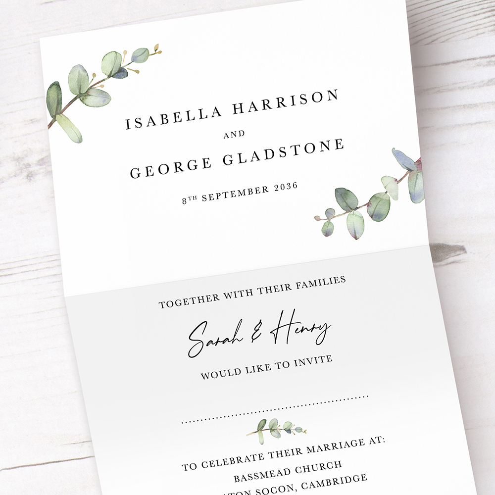 'Campagna Eucalyptus' Folded Wedding Invitation