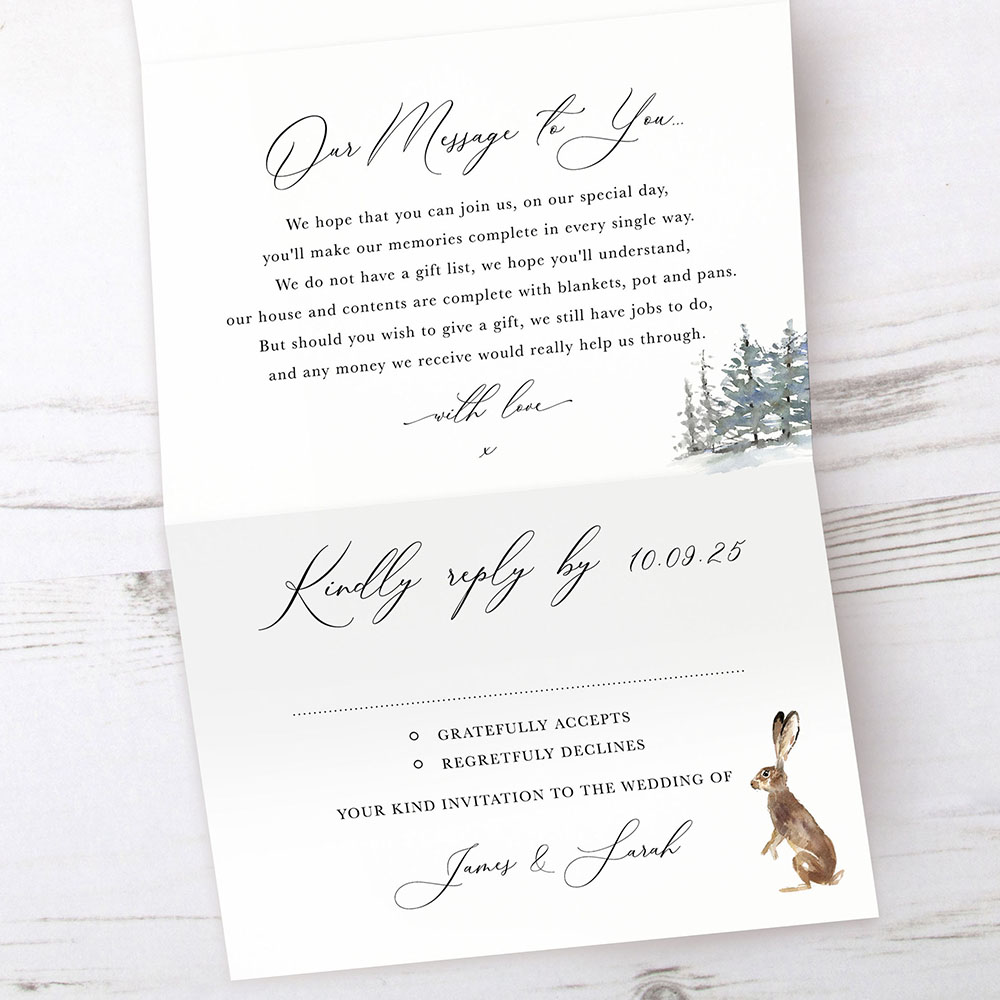 'Christmas Hare' Folded Invite