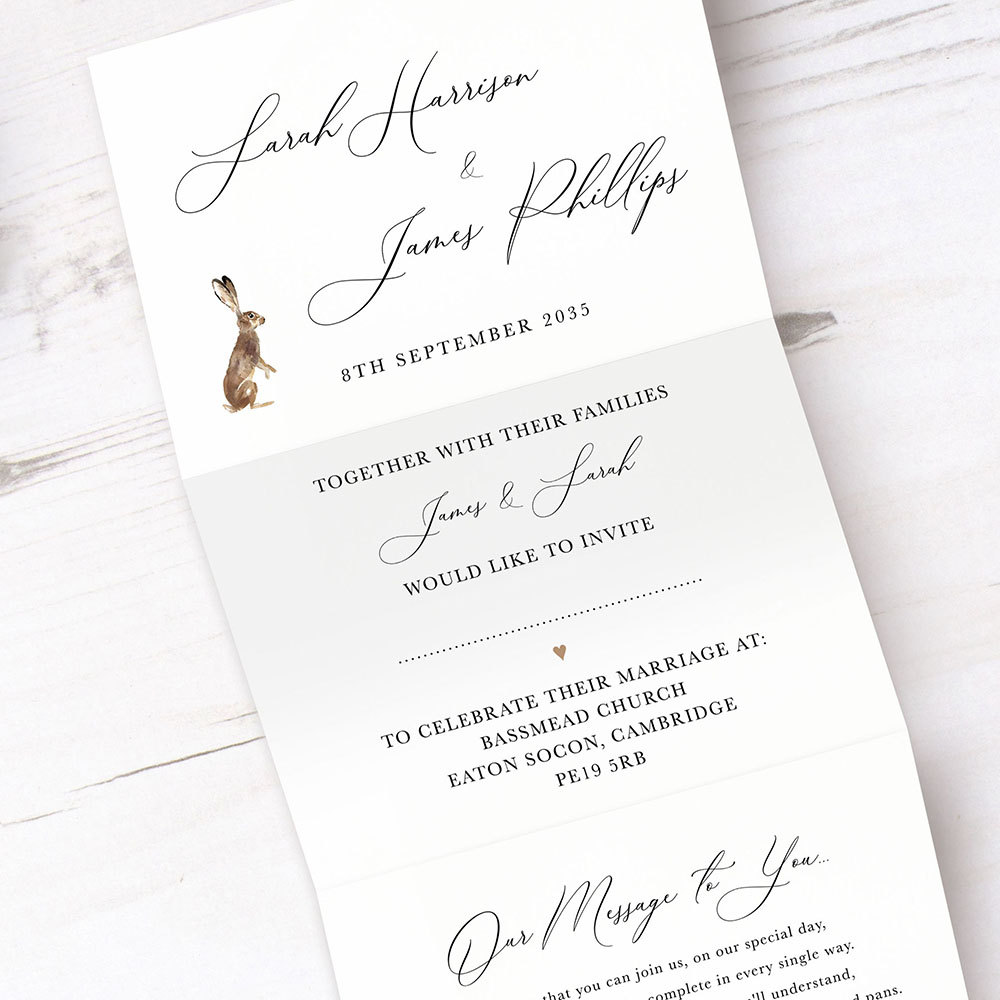 'Christmas Hare' Folded Invite