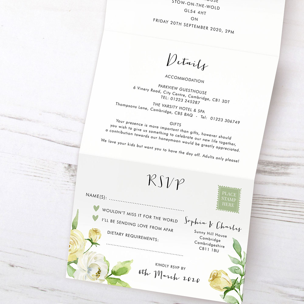 'Daphne' Folded Wedding Invitation Sample