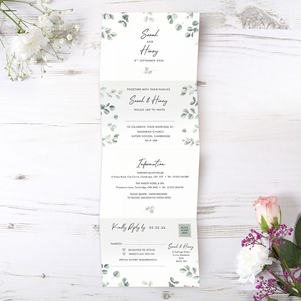 'Eucalyptus' Folded Wedding Invitation