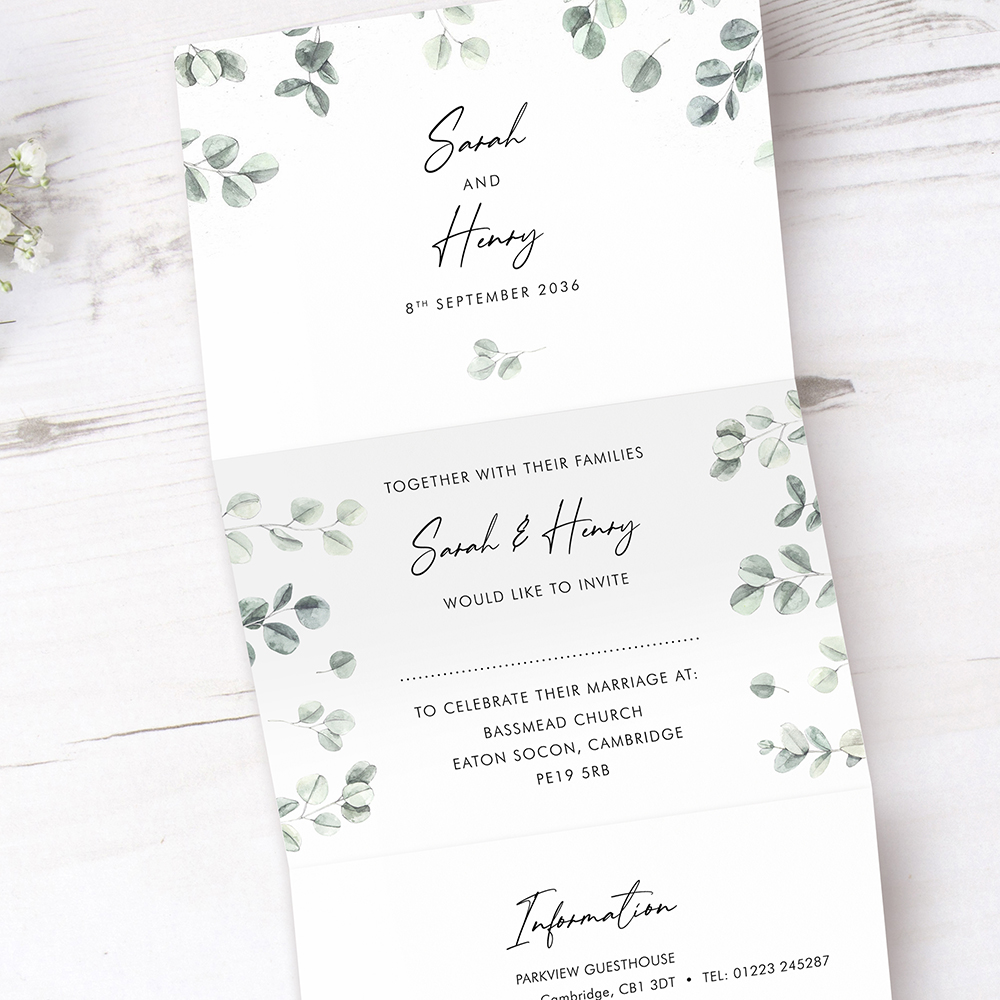 'Eucalyptus' Folded Wedding Invitation