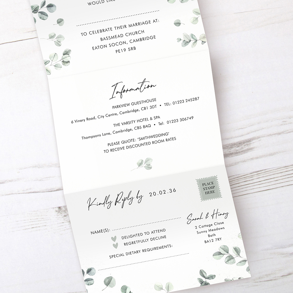 'Eucalyptus' Folded Wedding Invitation