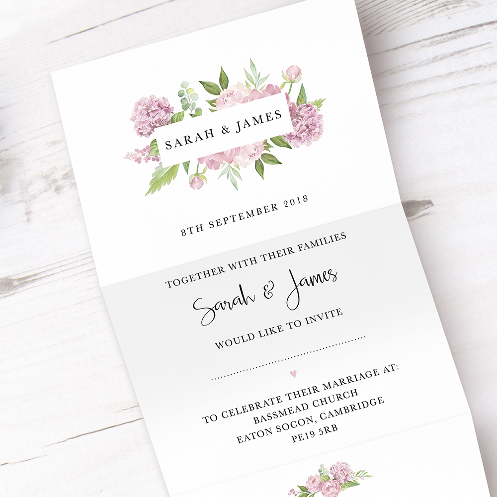 'Hydrangea' Folded Invite