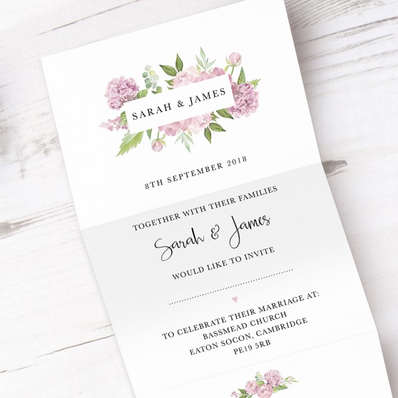 'Hydrangea' Folded Invite Sample