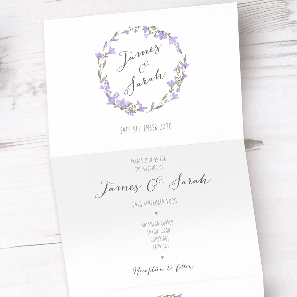 'Lavender Floral' Folded Invitation