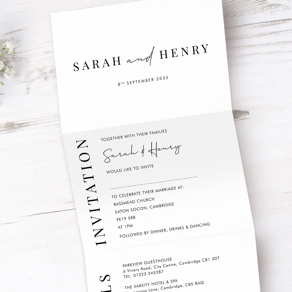 'Modern Classic MC04' Folded Wedding Invitation Sample