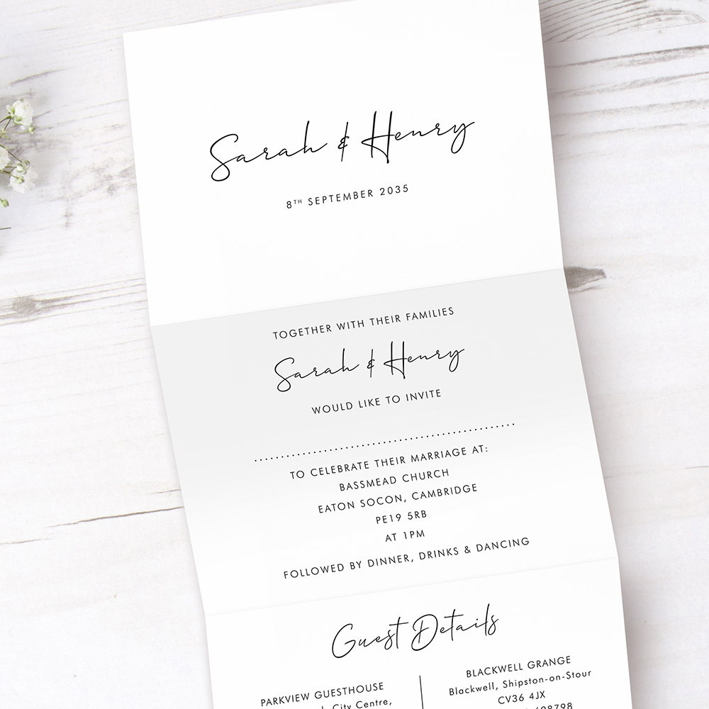 'Modern Minimalist MM02' Folded Wedding Invitation Sample