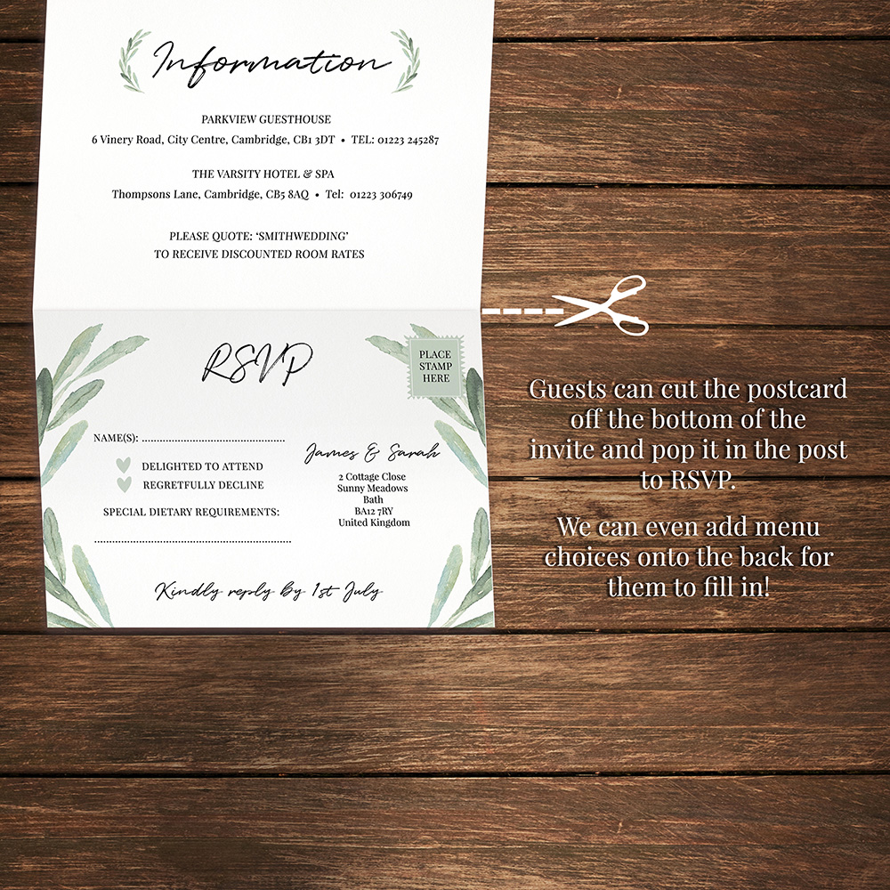 'Olive' Folded Invite