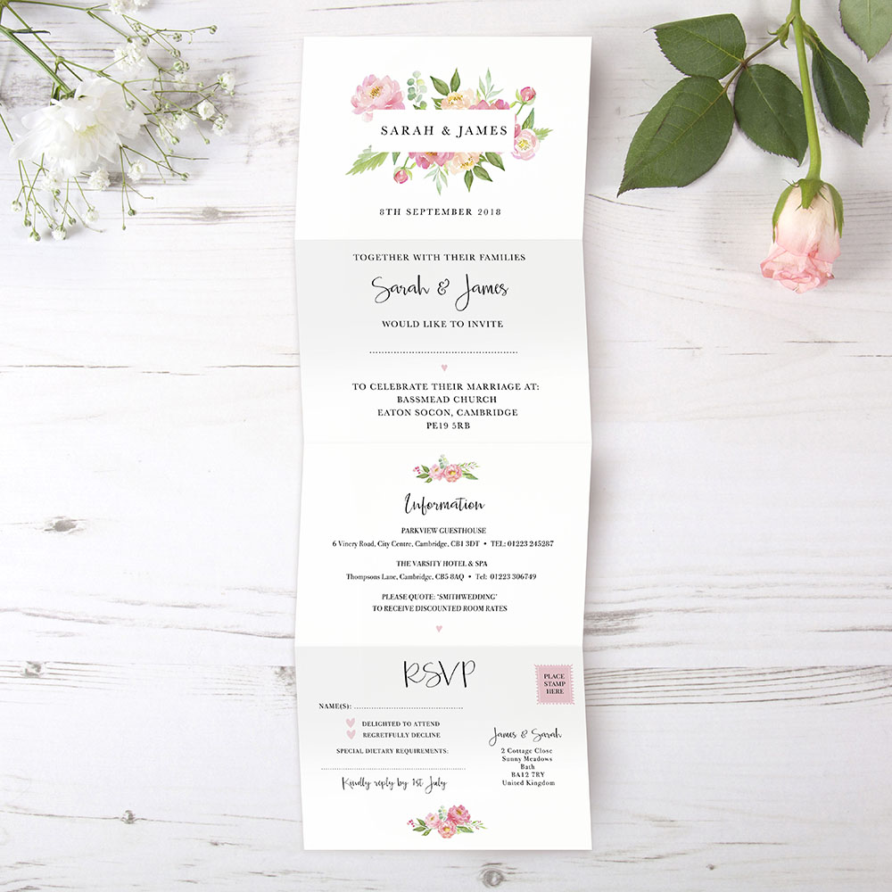'Peony' Folded Invite