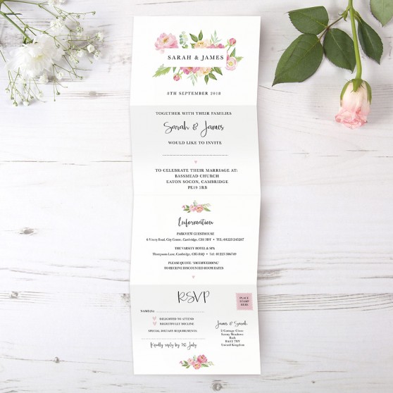 'Peony' Folded Invite Sample